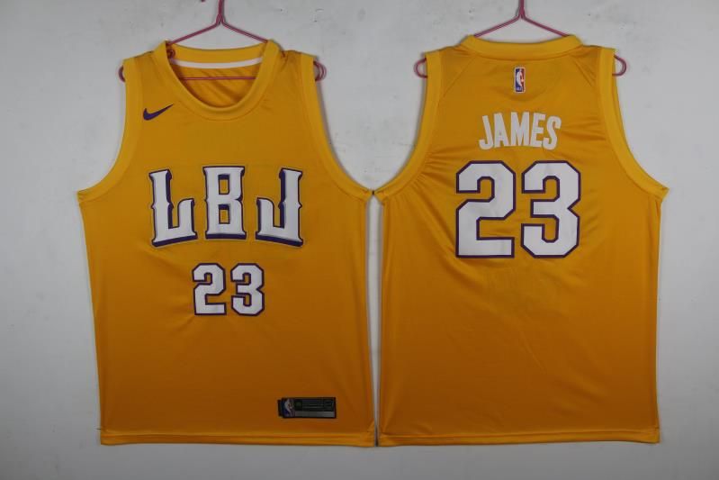 Men Los Angeles Lakers #23 James Yellow Game Nike NBA Jerseys